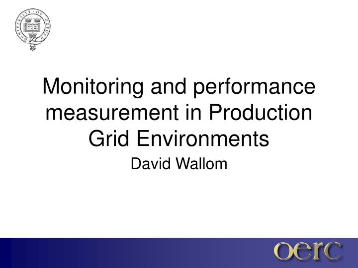 monitoring and performance measurement in production grid environments