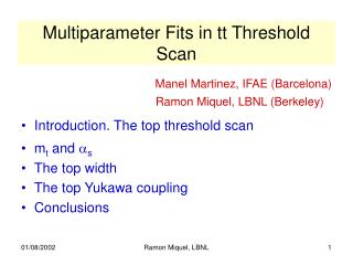 Multiparameter Fits in tt Threshold Scan