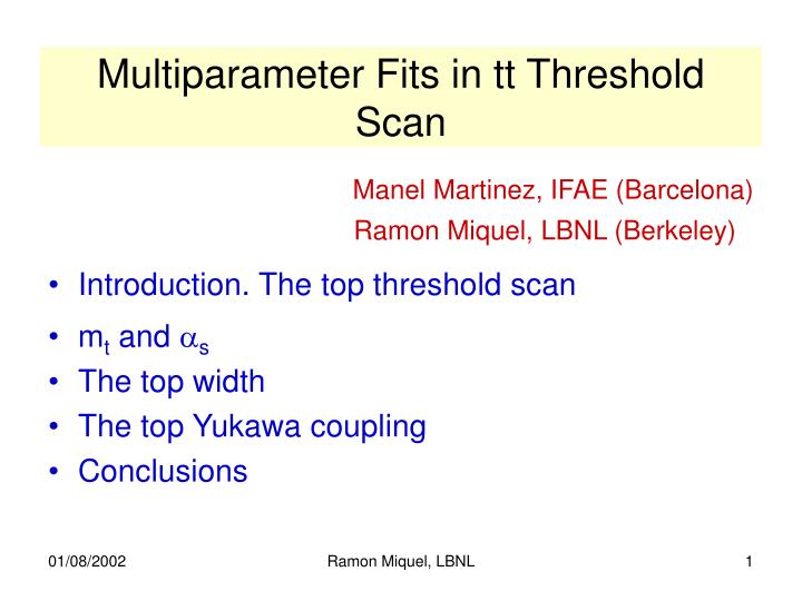 multiparameter fits in tt threshold scan