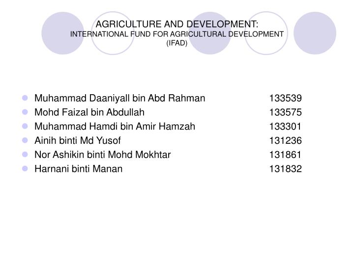 agriculture and development international fund for agricultural development ifad
