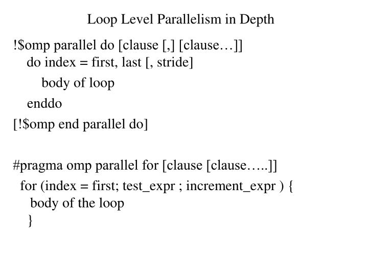 loop level parallelism in depth