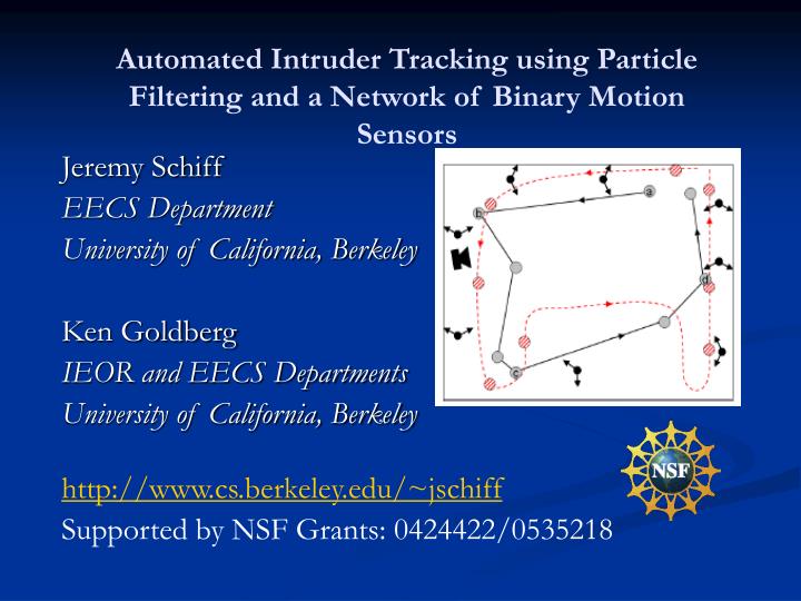 automated intruder tracking using particle filtering and a network of binary motion sensors