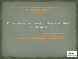 Poverty alleviation through rural and agricultural development