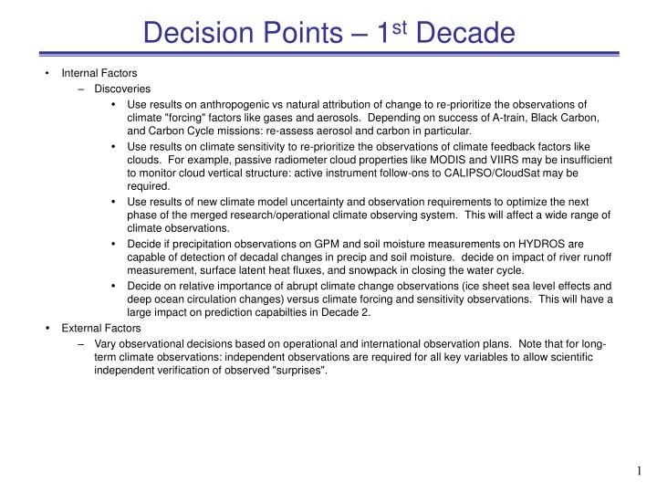 decision points 1 st decade