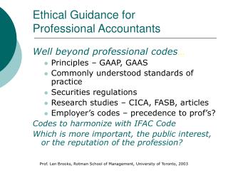 Ethical Guidance for Professional Accountants