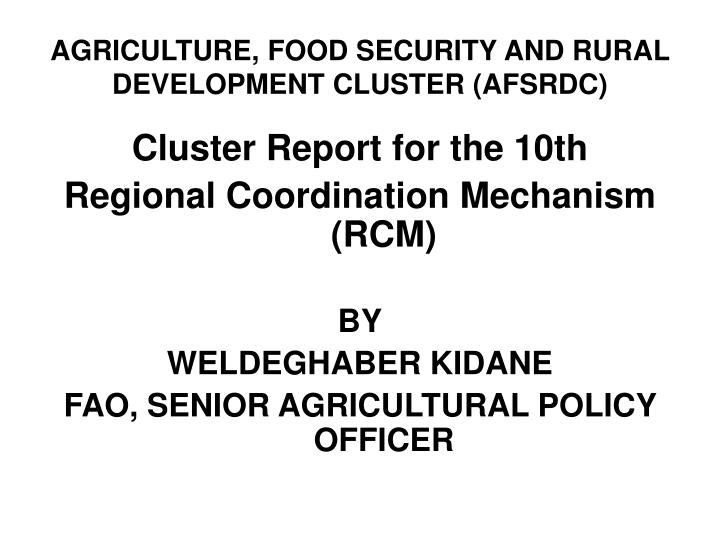 agriculture food security and rural development cluster afsrdc