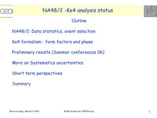 NA48/2 -Ke4 analysis status