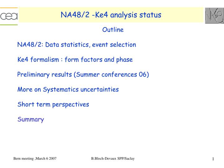 na48 2 ke4 analysis status