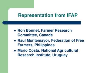 Representation from IFAP