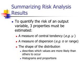 Summarizing Risk Analysis Results