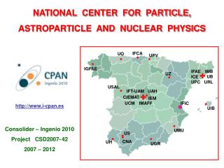 NATIONAL CENTER FOR PARTICLE, ASTROPARTICLE AND NUCLEAR PHYSICS