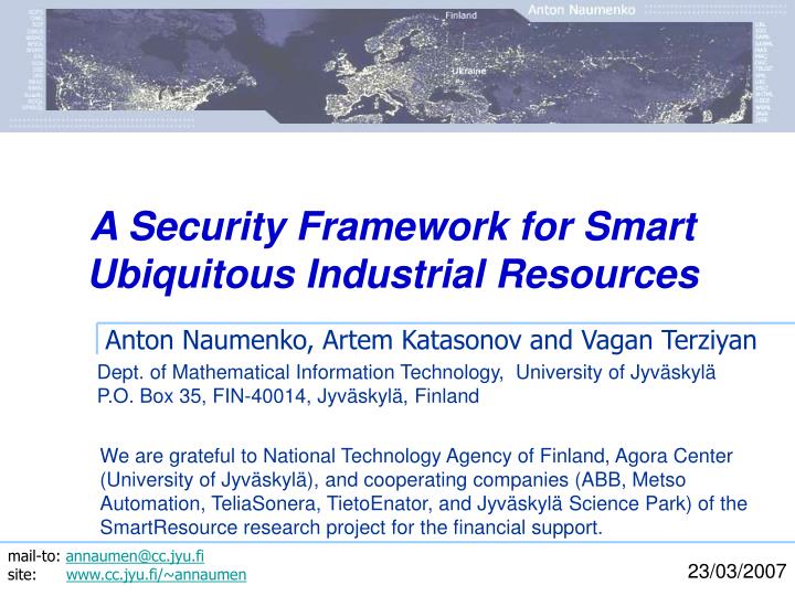a security framework for smart ubiquitous industrial resources