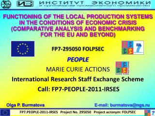 FP 7 .PEOPLE?2011?IRSES Project No. 295050 Project acronym: FOLPSEC