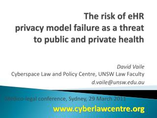 The risk of eHR privacy model failure as a threat to public and private health