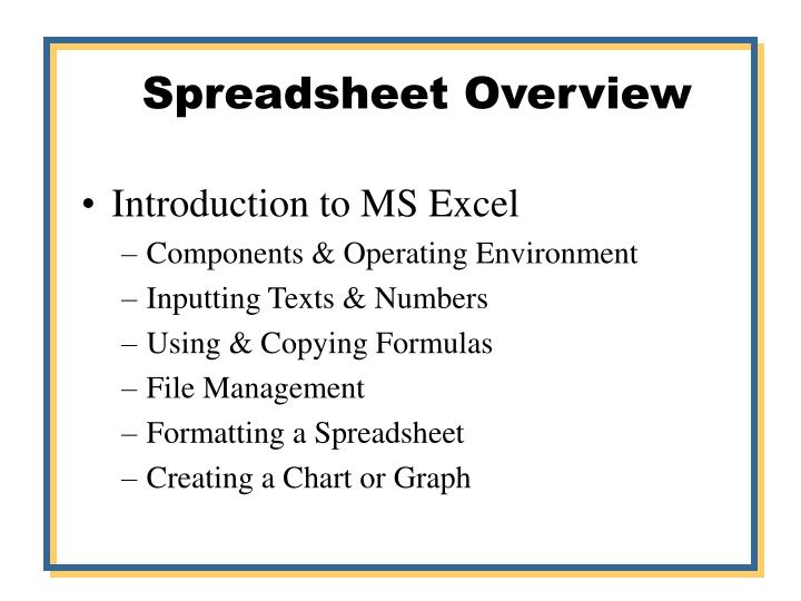 spreadsheet overview