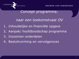 concept programma naar een toekomstvast ov