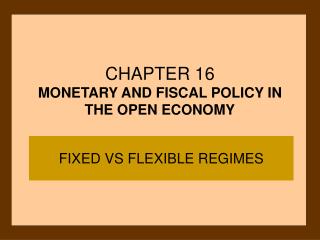 CHAPTER 16 MONETARY AND FISCAL POLICY IN THE OPEN ECONOMY
