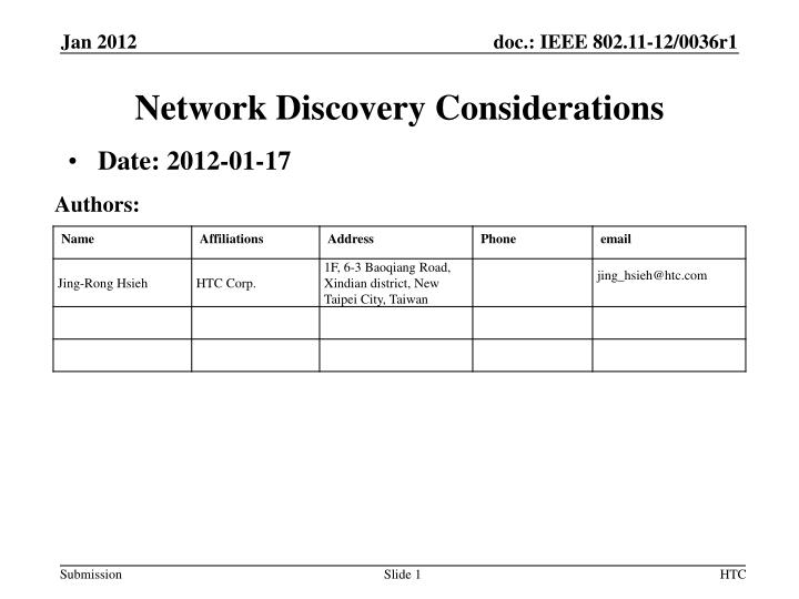 network discovery considerations