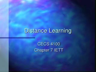 Distance Learning