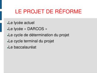le projet de r forme