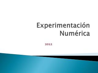 experimentaci n num rica