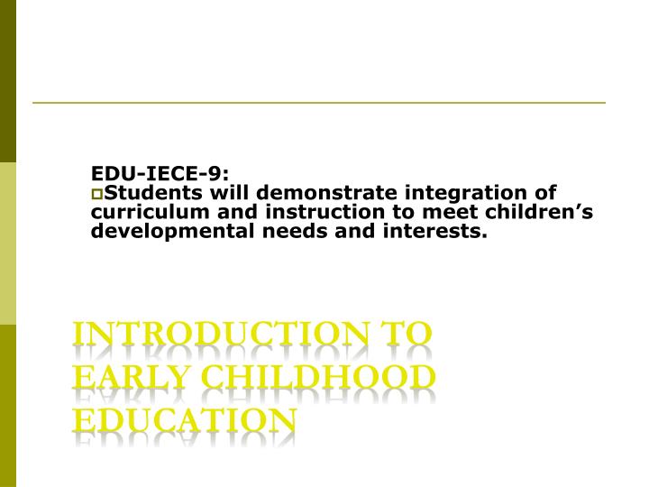 introduction to early childhood education
