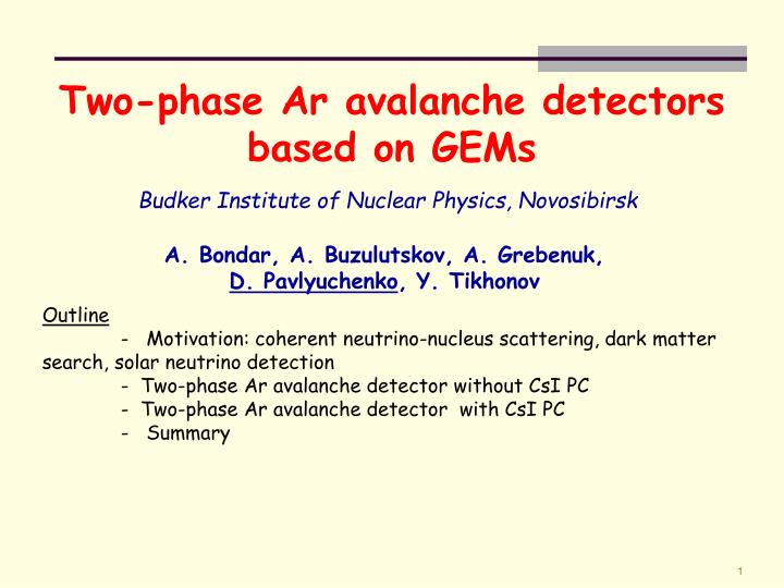 two phase ar avalanche detectors based on gems