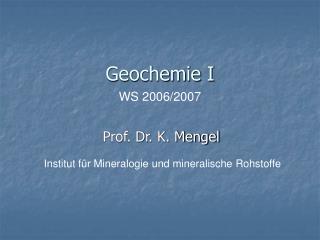 geochemie i