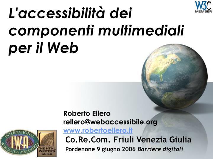 l accessibilit dei componenti multimediali per il web