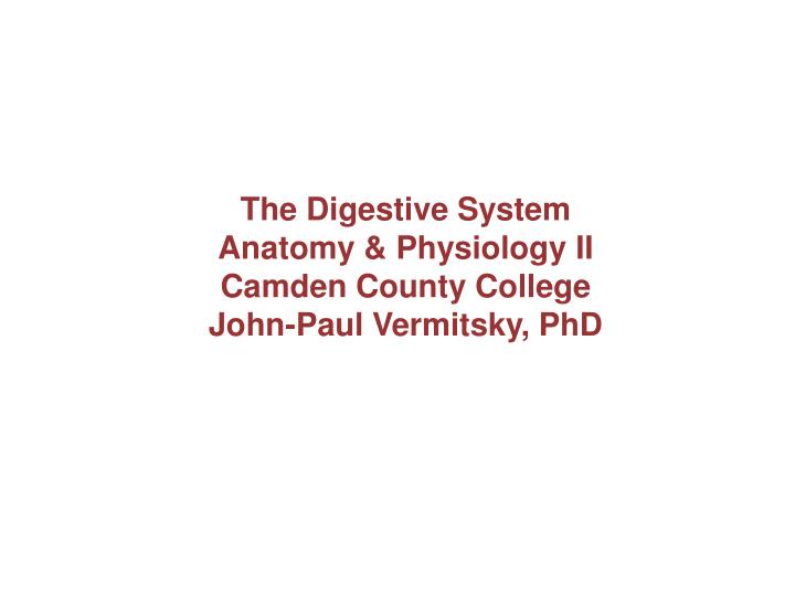 the digestive system anatomy physiology ii camden county college john paul vermitsky phd
