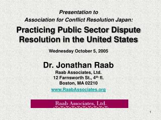 Presentation to Association for Conflict Resolution Japan: