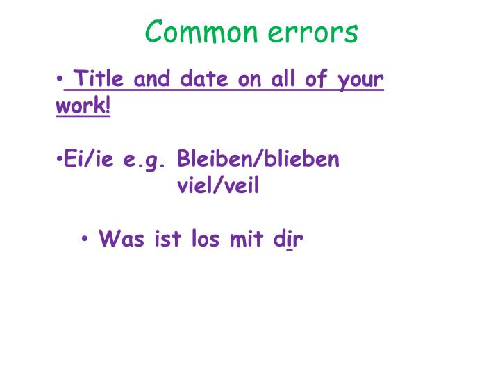 common errors