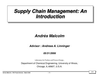Supply Chain Management: An Introduction
