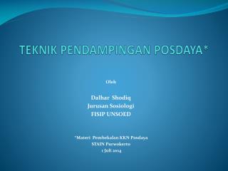 teknik pendampingan posdaya