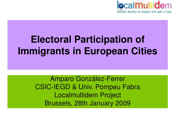 electoral participation of immigrants in european cities