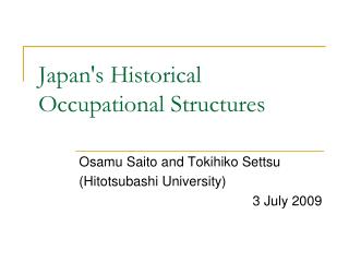 Japan's Historical Occupational Structures