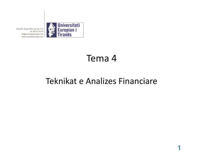 tema 4 teknikat e analizes financiare