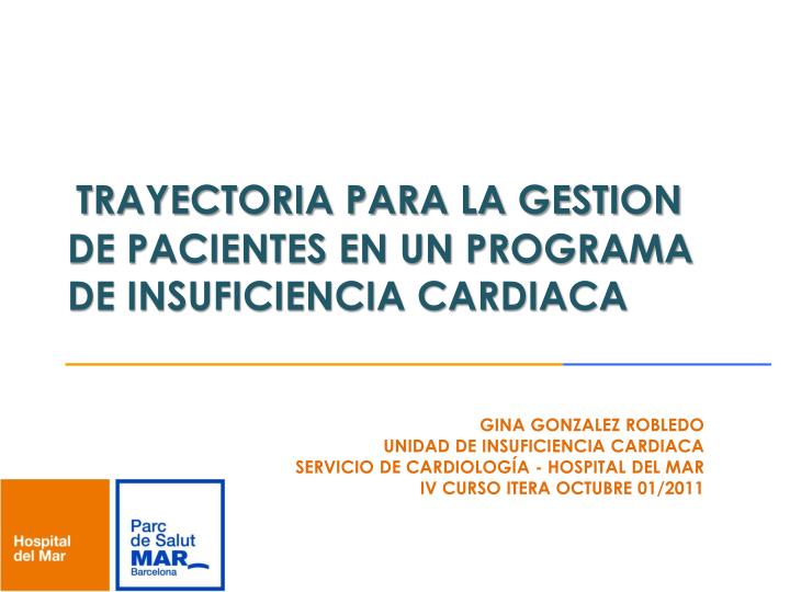 trayectoria para la gestion de pacientes en un programa de insuficiencia cardiaca