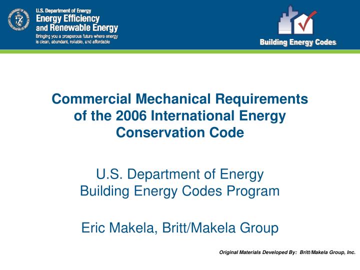 commercial mechanical requirements of the 2006 international energy conservation code