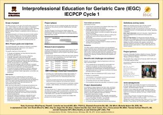 Interprofessional Education for Geriatric Care (IEGC) IECPCP Cycle 1