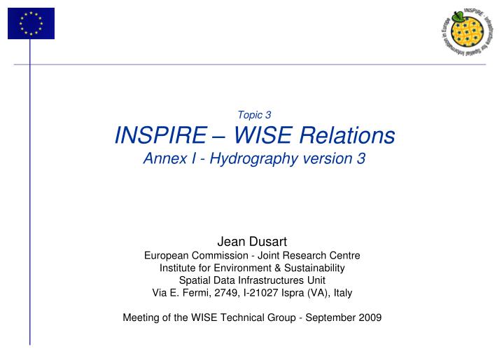 topic 3 inspire wise relations annex i hydrography version 3