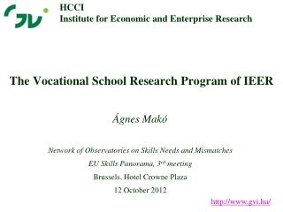 The Vocational School Research Program of IEER