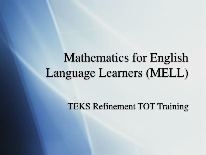 mathematics for english language learners mell