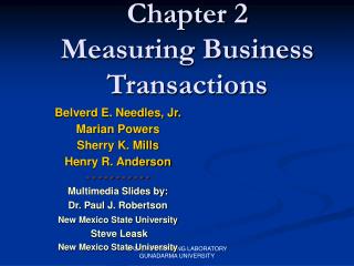 Chapter 2 Measuring Business Transactions