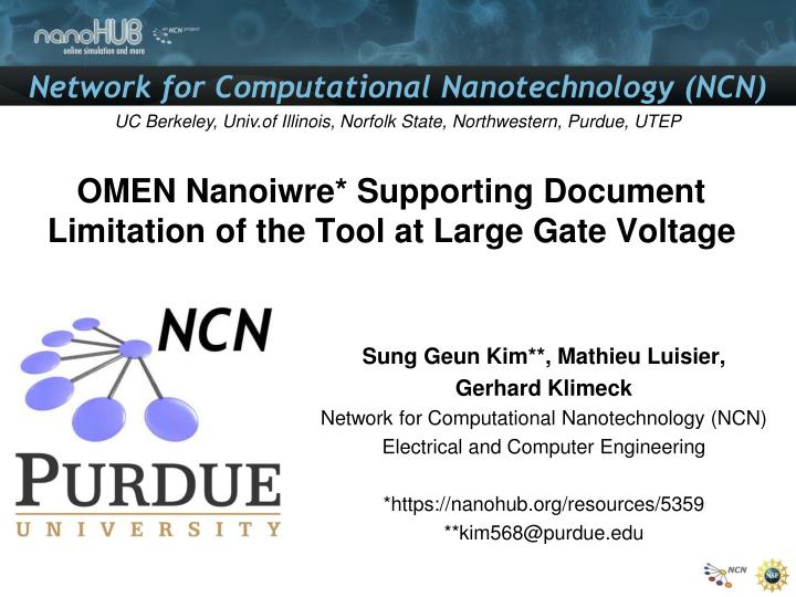 omen nanoiwre supporting document limitation of the tool at large gate voltage
