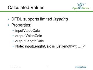 Calculated Values