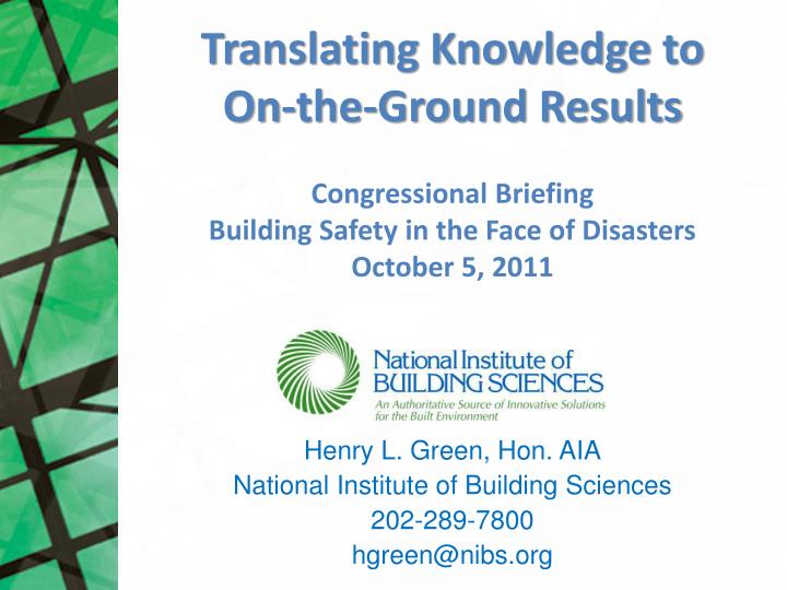 translating knowledge to on the ground results