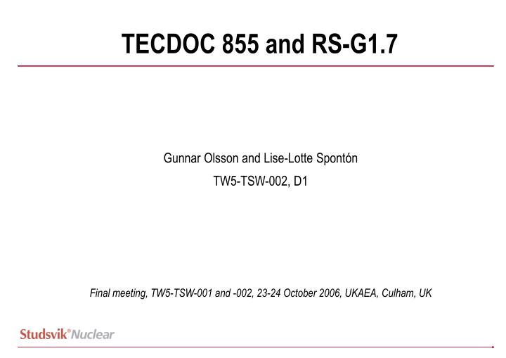 tecdoc 855 and rs g1 7