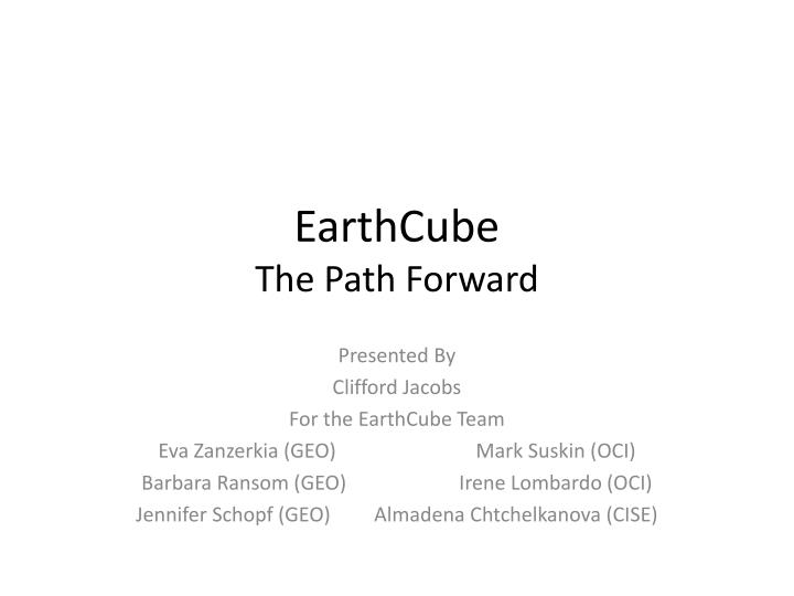 earthcube the path forward