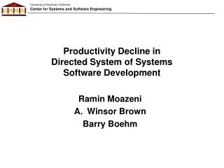 Productivity Decline in Directed System of Systems Software Development